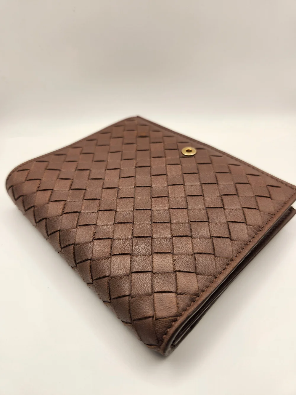 Bottega Veneta Intrecciato Taupe Leather Woven Card Wallet